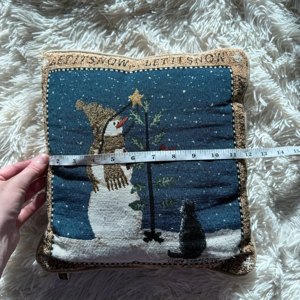 Vintage Fashion Snowman Let It Snow Christmas Pillow